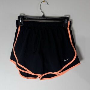 Nike Women's Athletic Shorts in Black with Coral Accents Medium